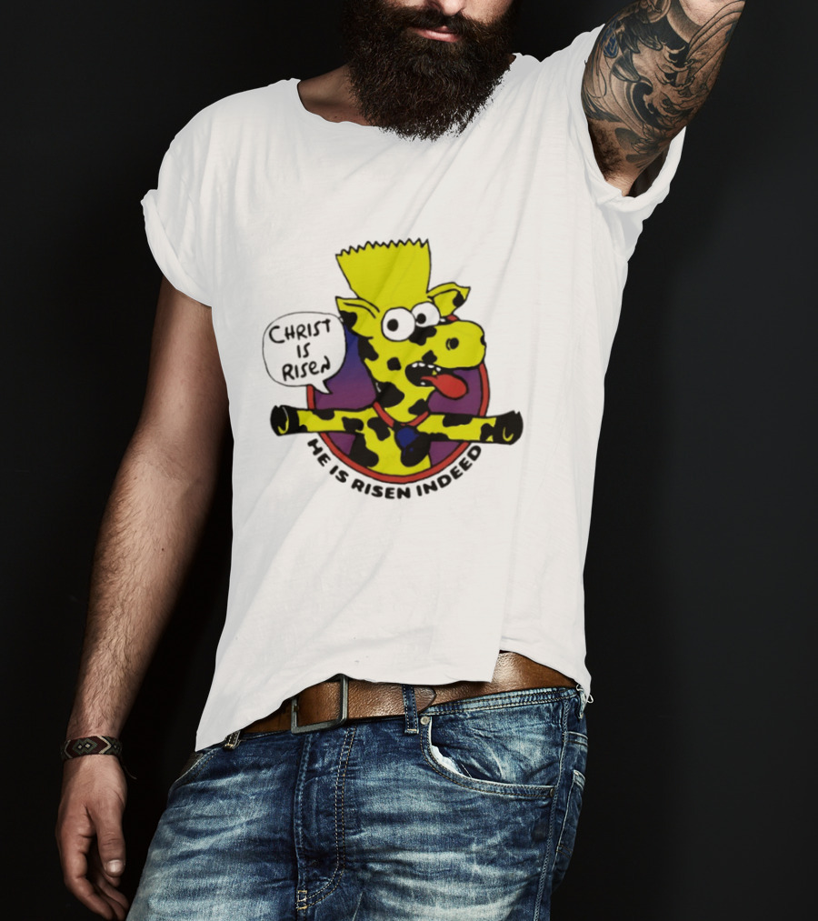 Christ Is Risen He Is Risen Indeed Simpson Cow Cartoon T-Shirt