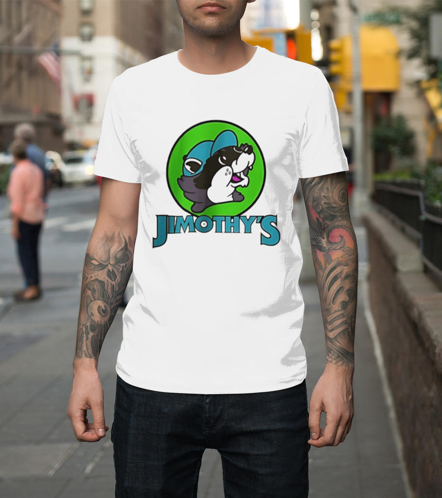 Jimothy's Cartoon Hat Character In Green Circle T-Shirt