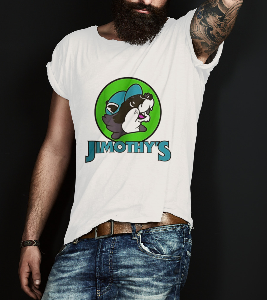 Jimothy's Cartoon Hat Character In Green Circle T-Shirt