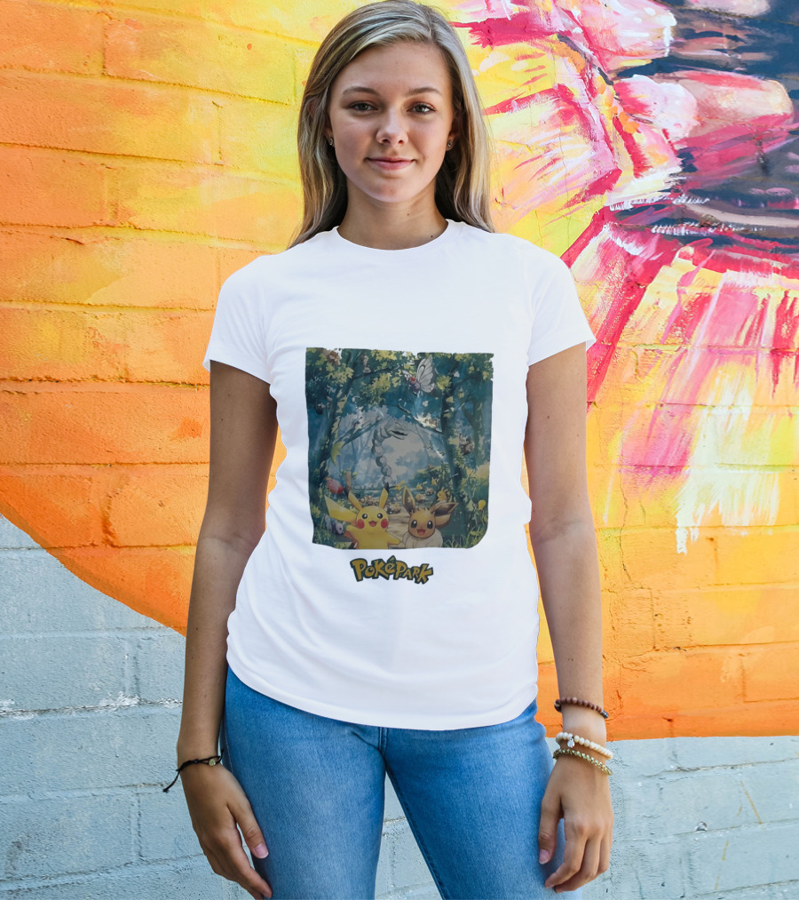 Pikachu Eevee PokéPark Kanto Forest Onix Butterfree Scene T-Shirt