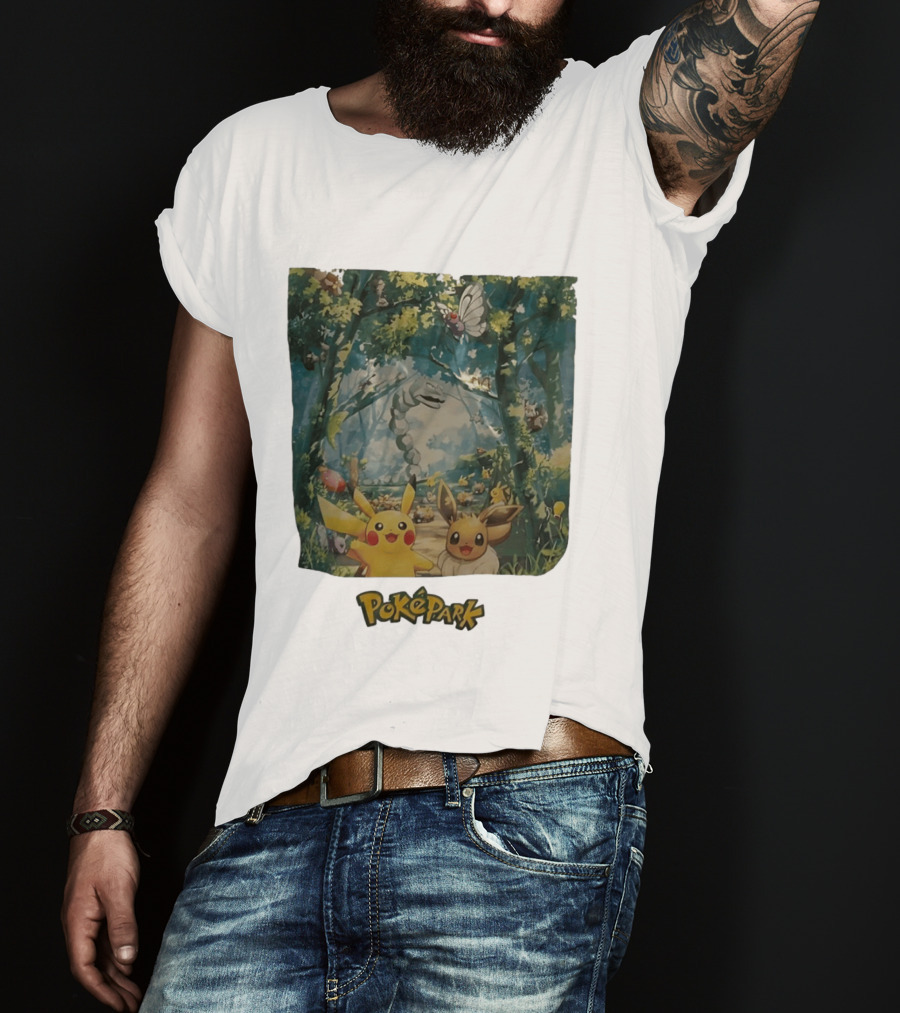Pikachu Eevee PokéPark Kanto Forest Onix Butterfree Scene T-Shirt