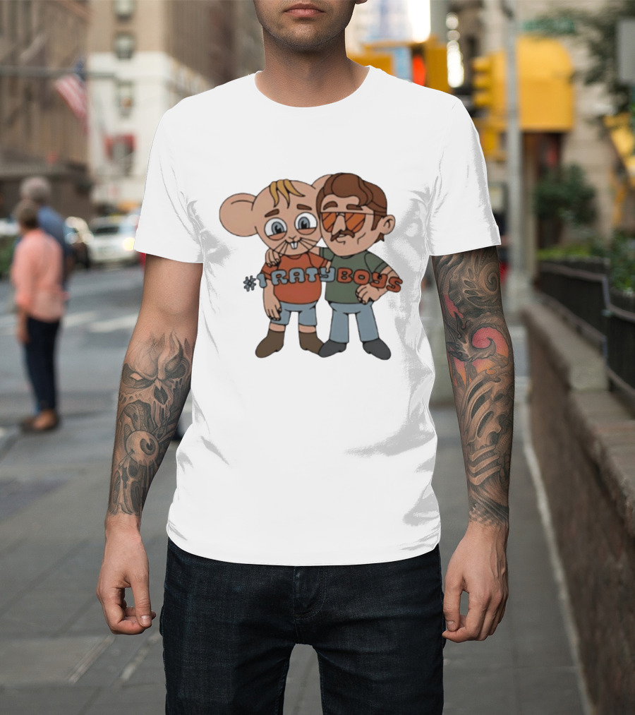 Ratyboys Cartoon Characters With Mouse And Sunglasses Duo T-Shirt