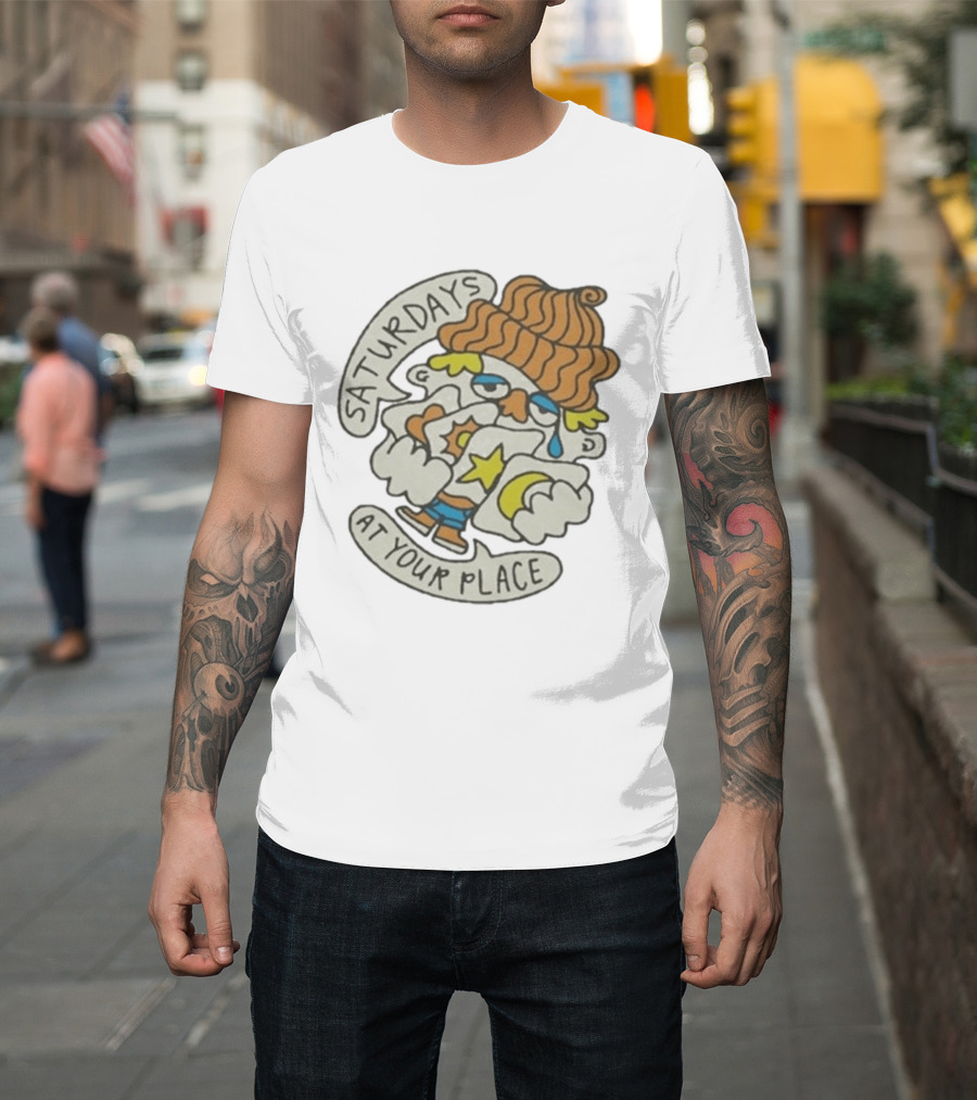 Saturdays At Your Place Cartoon Character With Beanie T-Shirt