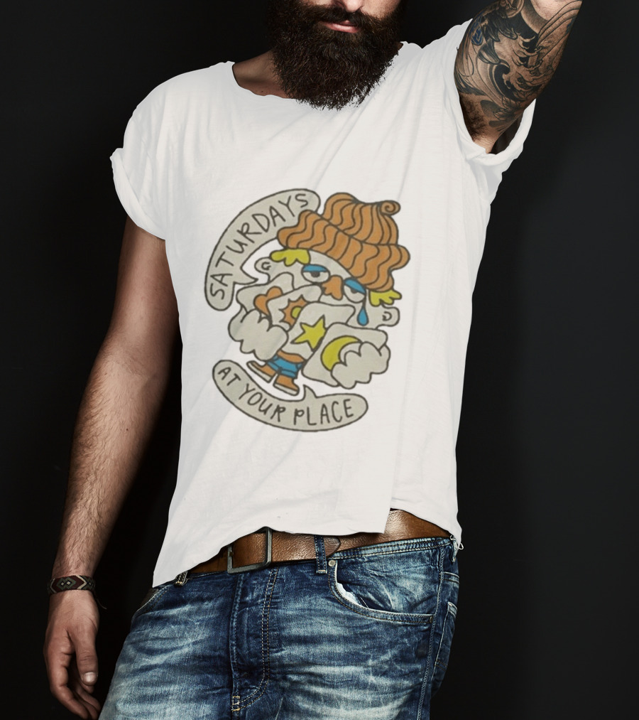 Saturdays At Your Place Cartoon Character With Beanie T-Shirt