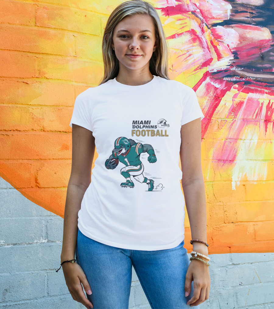 Miami Dolphins Aqua Rush Football Helmet Player T-Shirt