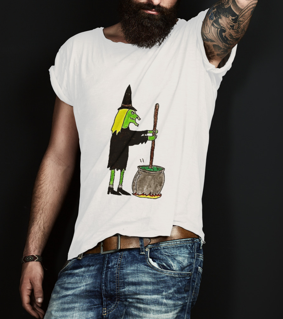 Witch Stirring Cauldron Soup Season Halloween Magic T-Shirt