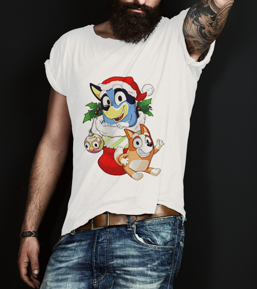Bluey Christmas Stocking Stuffer Pups Bingo Holiday T-Shirt
