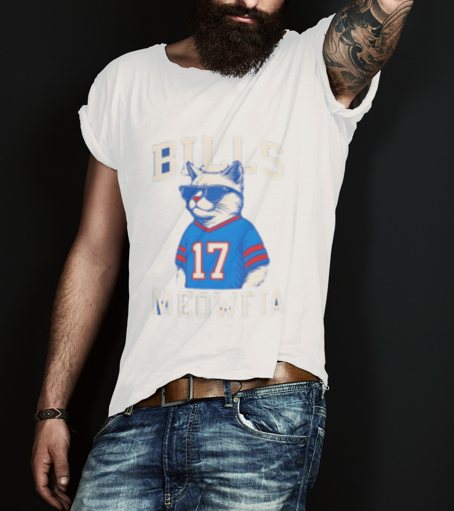 Bills Meowfia Cat 17 Jersey Buffalo Fan Football Sports T-Shirt