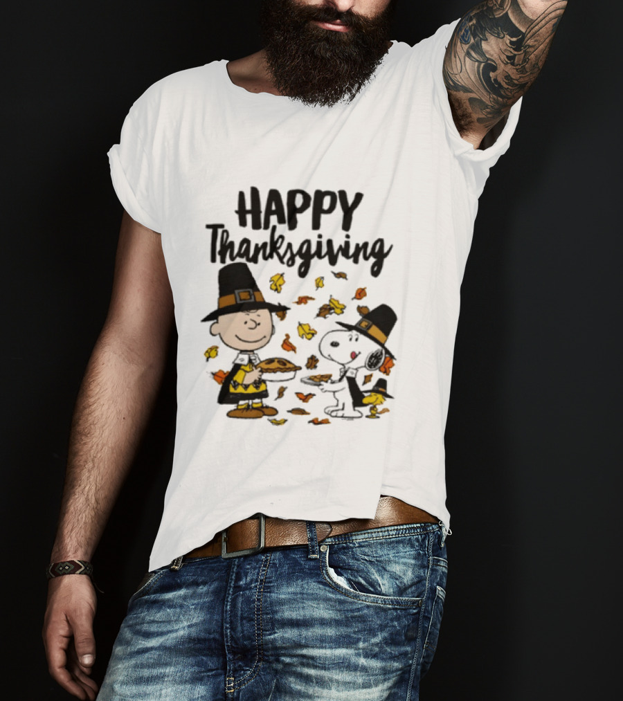 Happy Thanksgiving Peanuts Charlie Brown Snoopy Woodstock T-Shirt