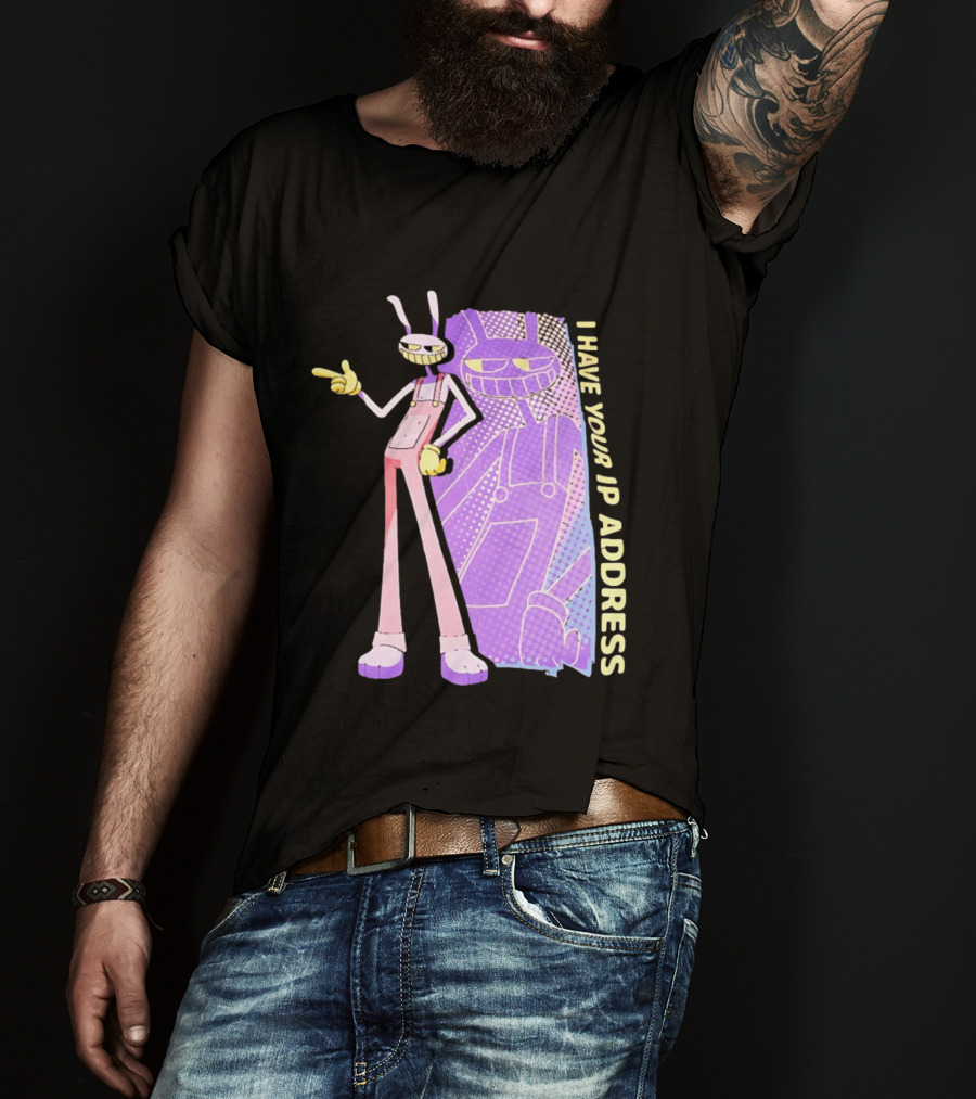 Jax I Have Your IP Address Meme Character In Overalls T-Shirt
