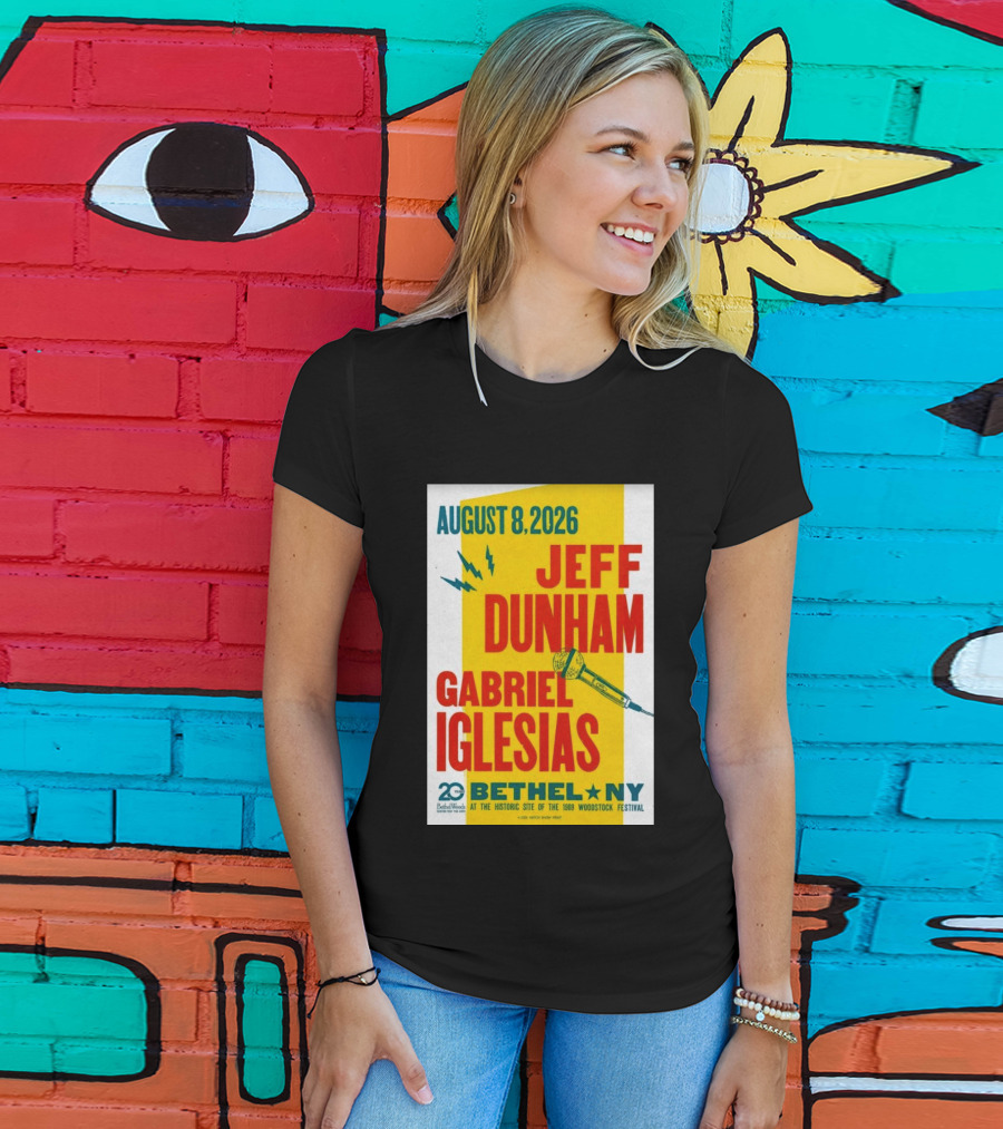 August 8 2026 Jeff Dunham Gabriel Iglesias Bethel Ny At The Historic Site Of The 1969 Woodstock Festival T-Shirt