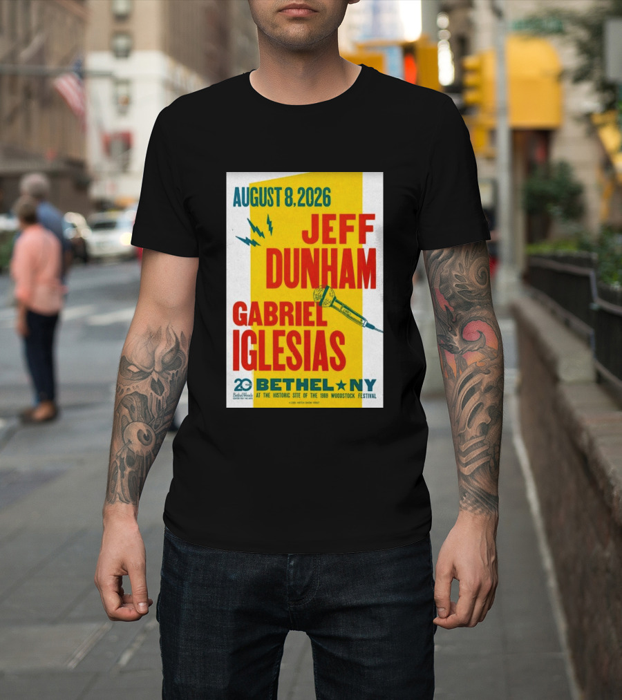 August 8 2026 Jeff Dunham Gabriel Iglesias Bethel Ny At The Historic Site Of The 1969 Woodstock Festival T-Shirt