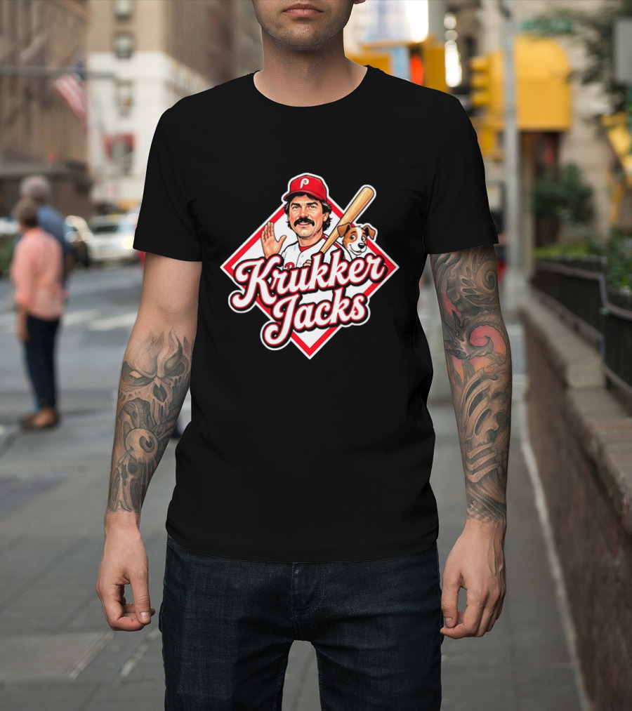 Krukker Jacks Philadelphia Phillies Baseball Player With Dog T-Shirt