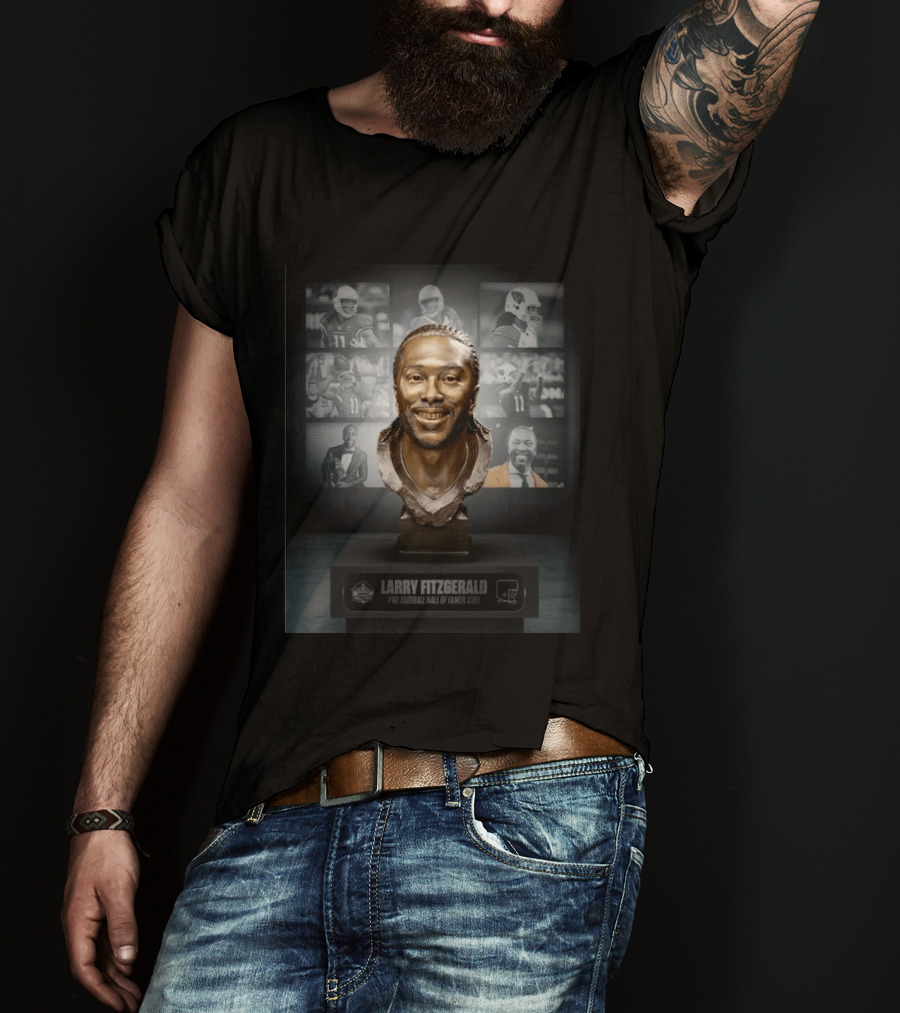 Larry Fitzgerald Pro Football Hall Of Famer #385 Bust NFL Highlights T-Shirt
