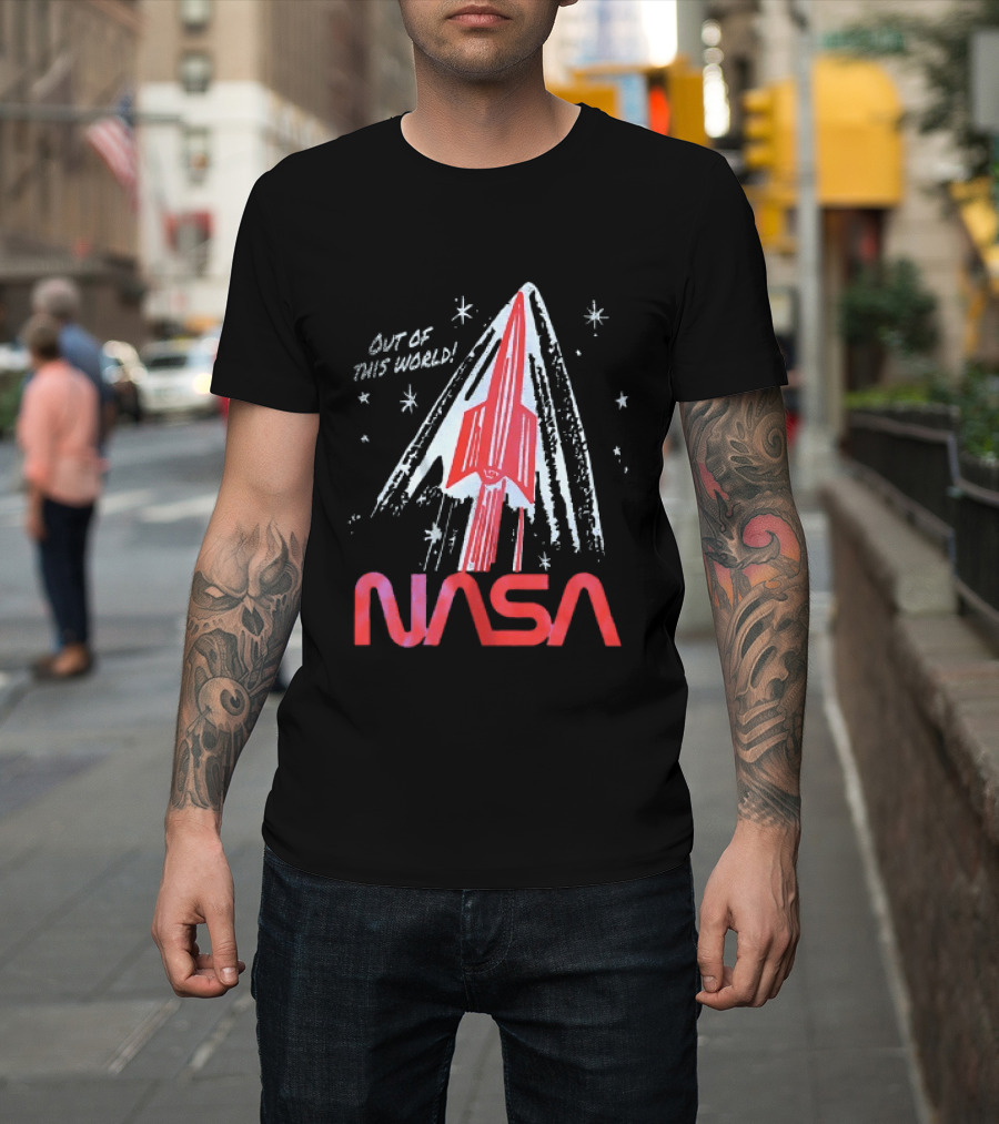 NASA Out Of This World Distressed Rocket Vintage Space Travel T-Shirt
