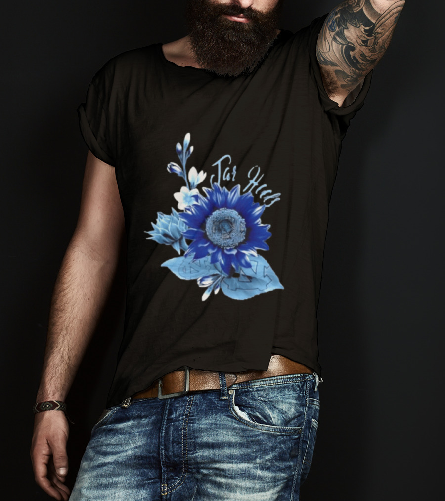 North Carolina Tar Heels Sunflower Floral Football T-Shirt
