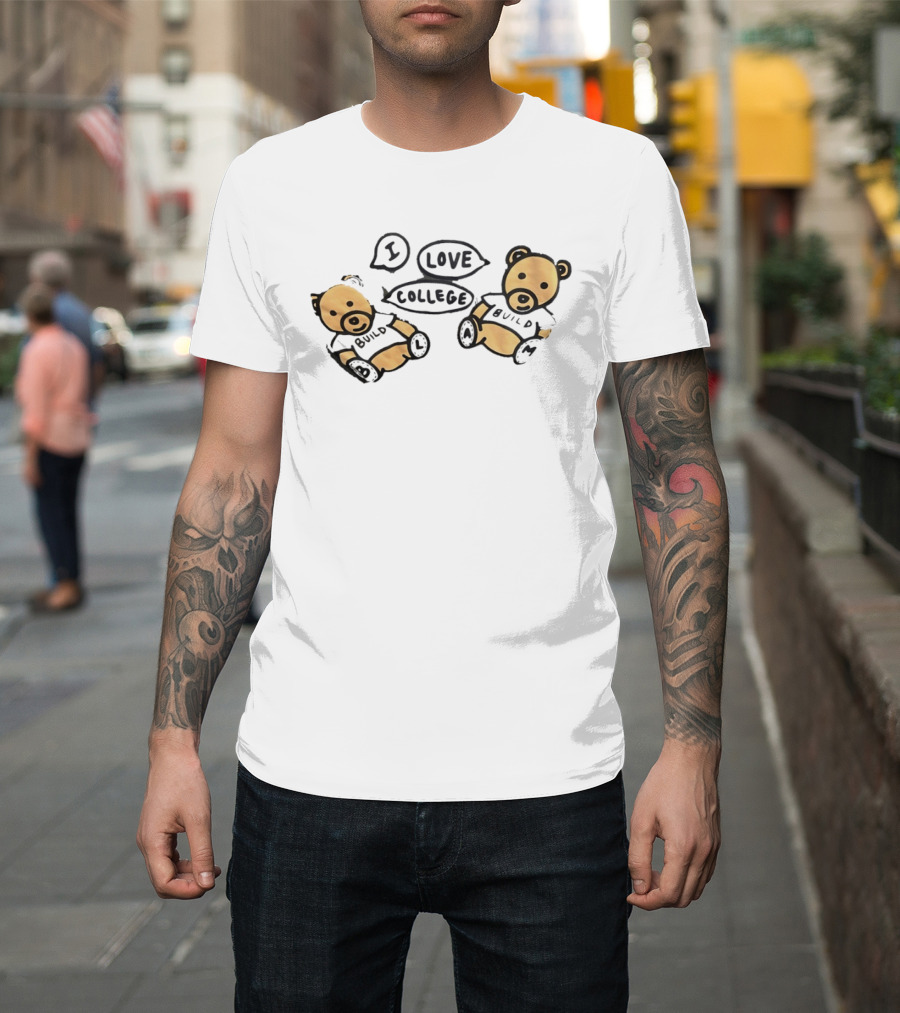 I Love College Build Bears Teddy Bear Campus T-Shirt