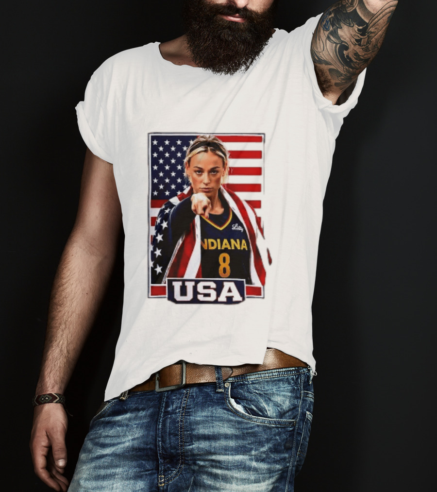 Indiana Fever WNBA Player Pointing American Flag USA Basketball Sports T-Shirt