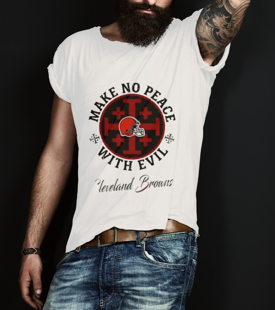 Cleveland Browns Make No Peace With Evil Red Cross Helmet T-Shirt