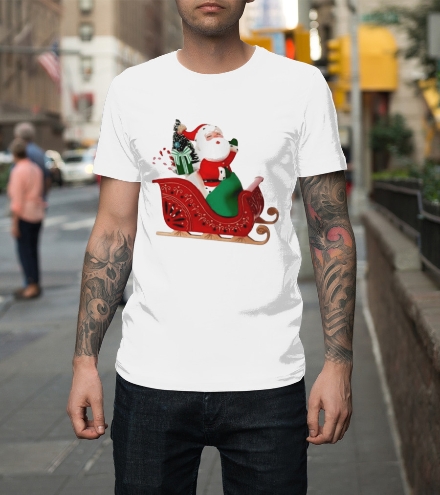 Santa Showtoppers Mini Tree Hallmark White Sleigh Christmas Scene T-Shirt