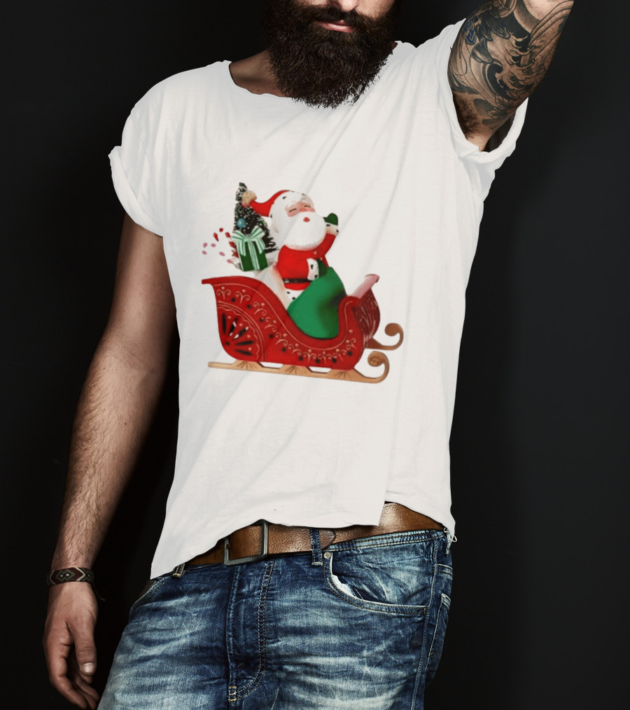Santa Showtoppers Mini Tree Hallmark White Sleigh Christmas Scene T-Shirt