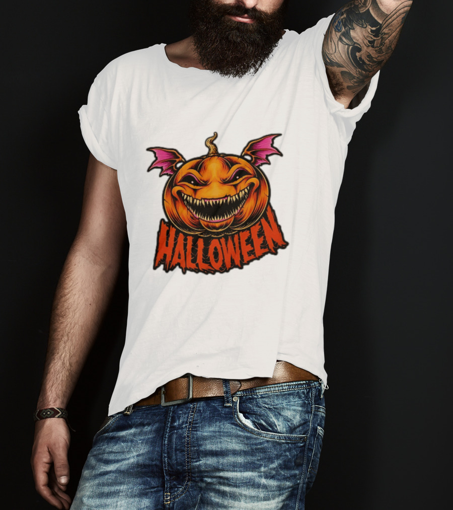 Halloween Bat Winged Jack O' Lantern Pumpkin T-Shirt