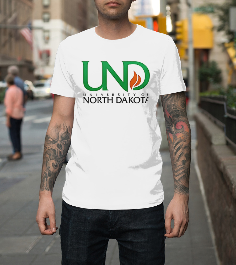 North Dakota Fighting Hawks Patriot USA Flag Charlie Kirk T-Shirt