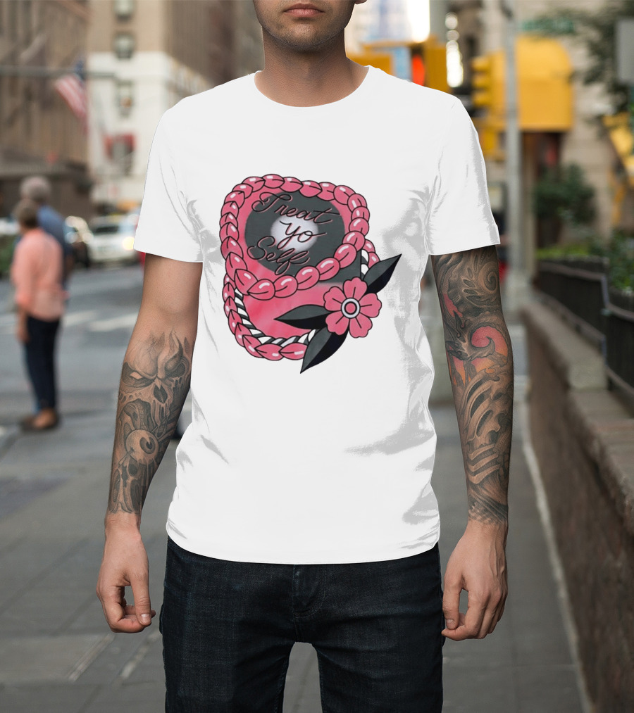 Treat Yo Self Floral Lei Parks And Recreation Pink Flower T-Shirt
