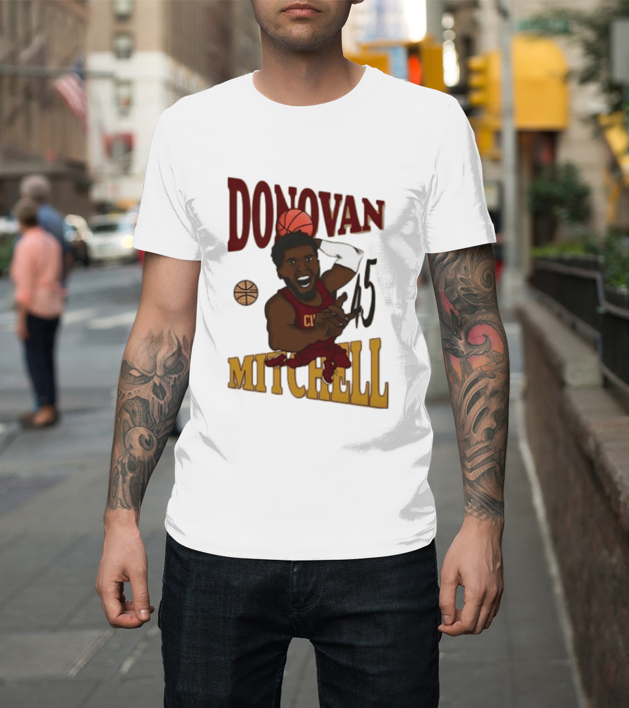 Donovan Mitchell Cleveland Cavaliers Basketball Number 45 Dunking T-Shirt
