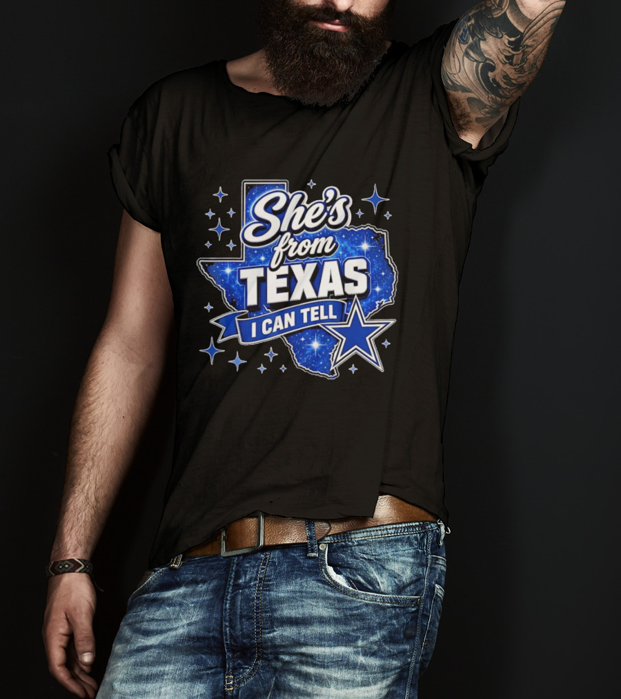 She's From Texas I Can Tell Star Blue Texas T-Shirt