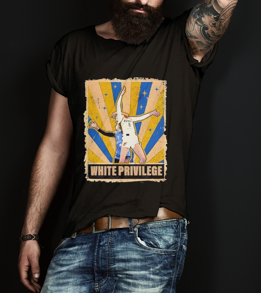 White Privilege Basketball Collision Moment Blue Yellow Starburst T-Shirt