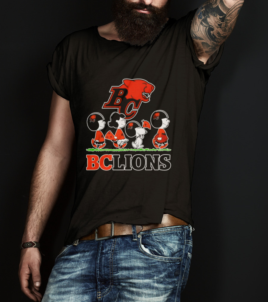 Peanuts Characters Collaboration With BC Lions CFL Team T-Shirt