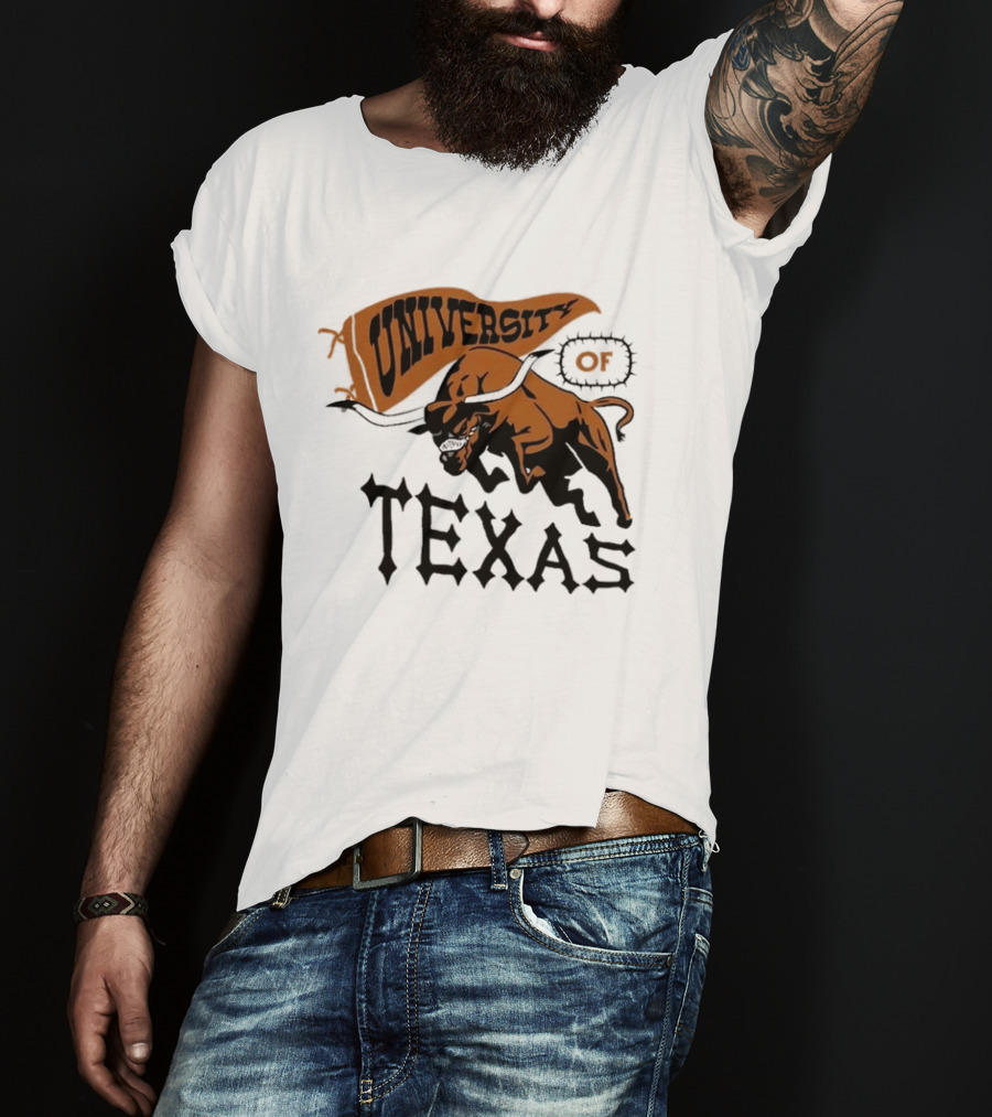 University Of Texas Longhorns Bull Mascot Banner T-Shirt