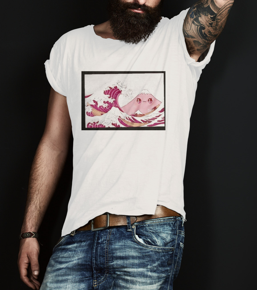 Kawaii Great Wave Pink Mountain Anime T-Shirt