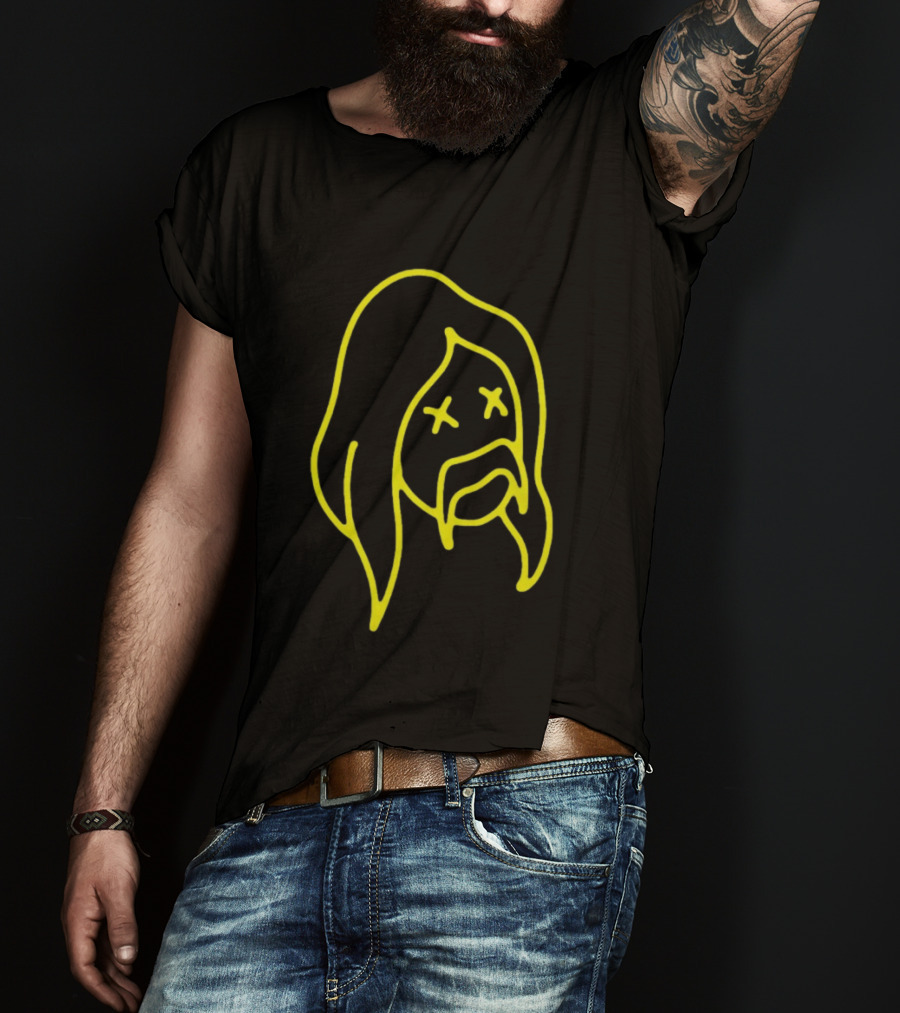 Austin Meade Store Blackout Black Neon Yellow Face Lines T-Shirt