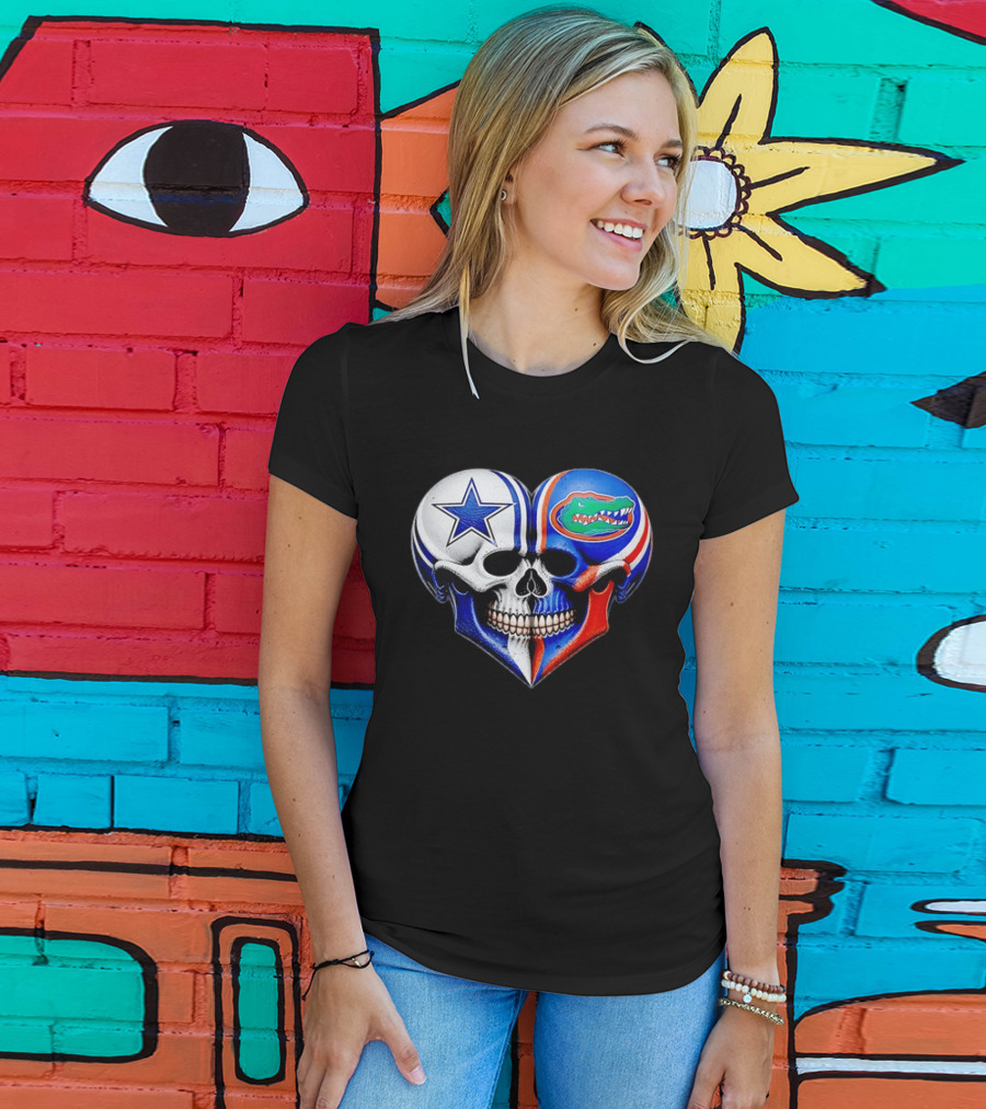 Dallas Cowboys Florida Gators Heart Skull T-Shirt