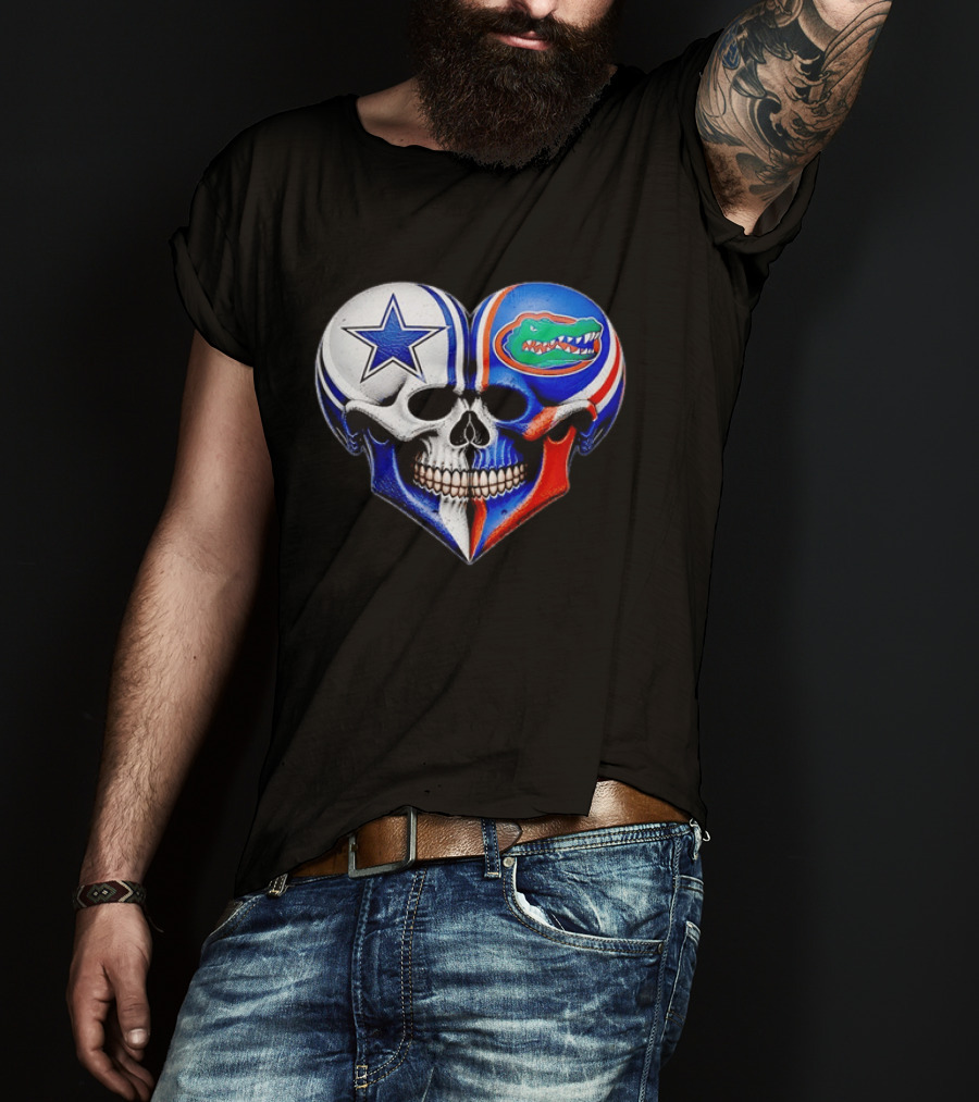 Dallas Cowboys Florida Gators Heart Skull T-Shirt