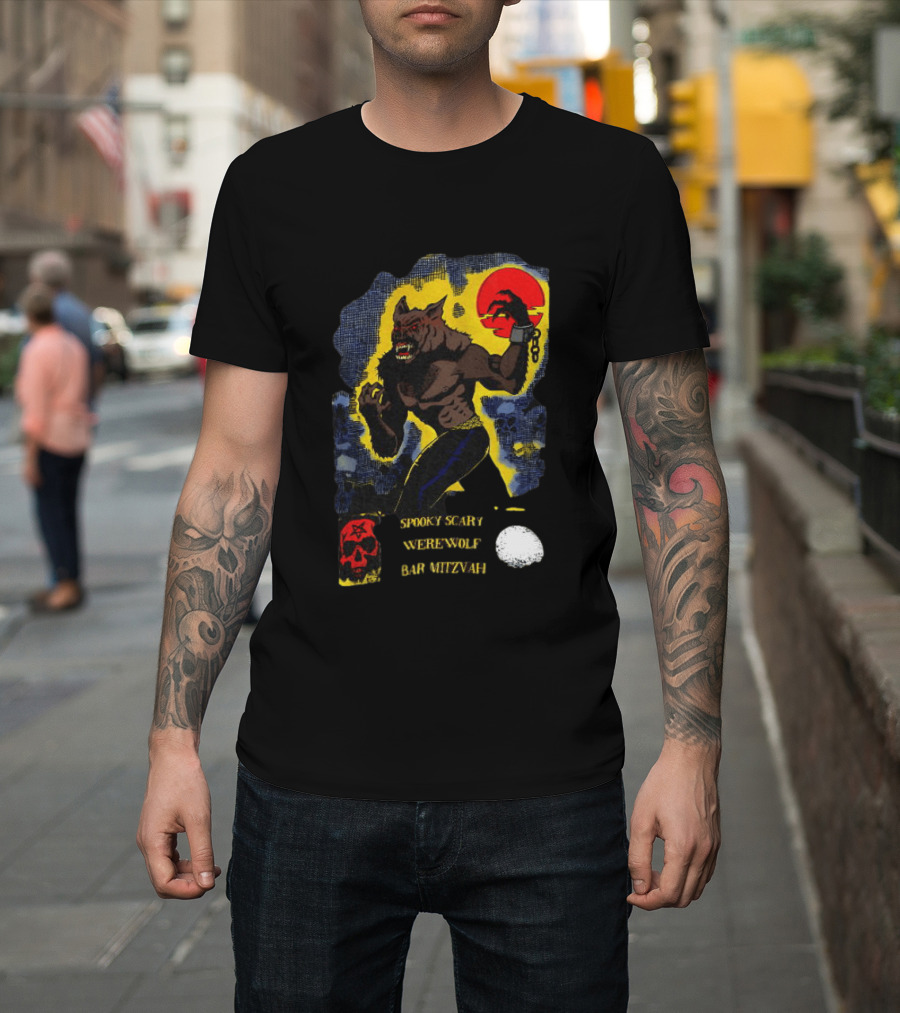Spooky Scary Werewolf Bar Mitzvah Moonlight Night Zaidi.com T-Shirt