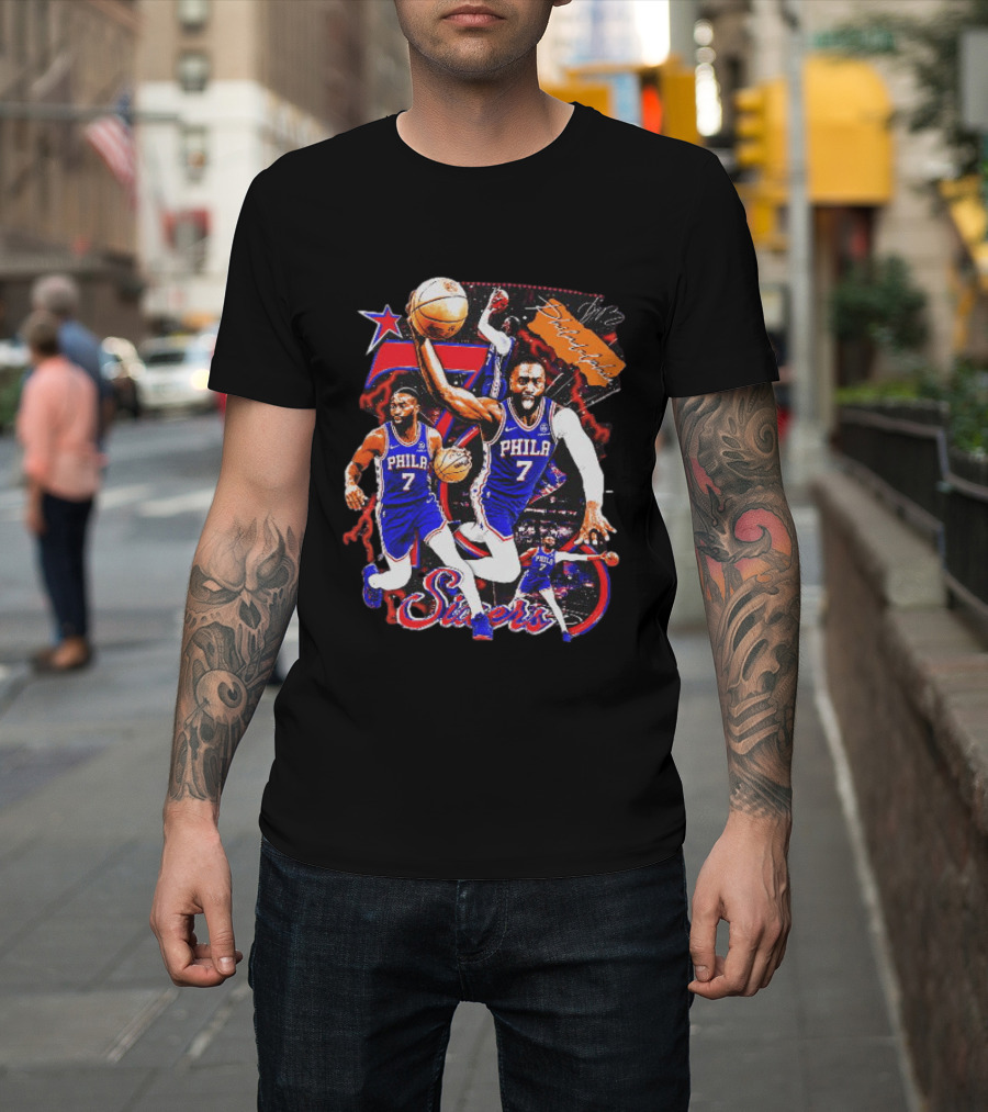 Tyrese Maxey Philadelphia Sixers Basketball Phila 7 NBA Player Action T-Shirt