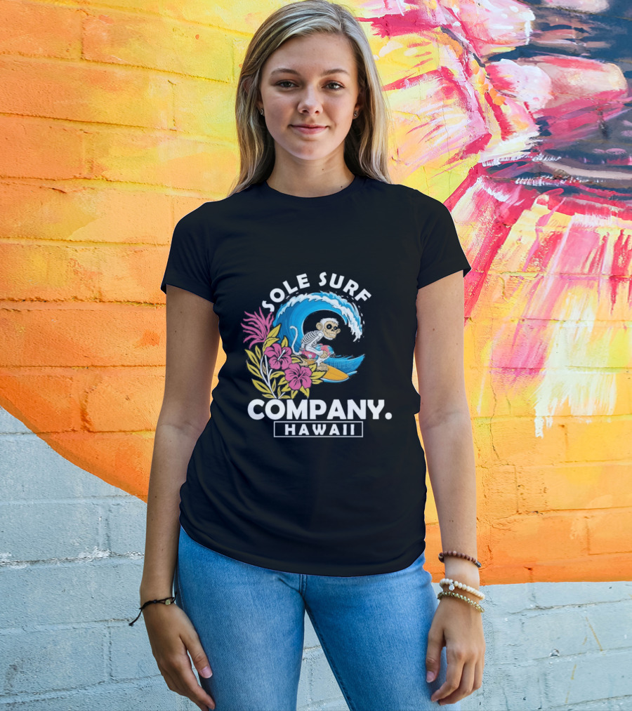 Sole Surf Company Hawaii Monkey Wave Flower Surfing T-Shirt