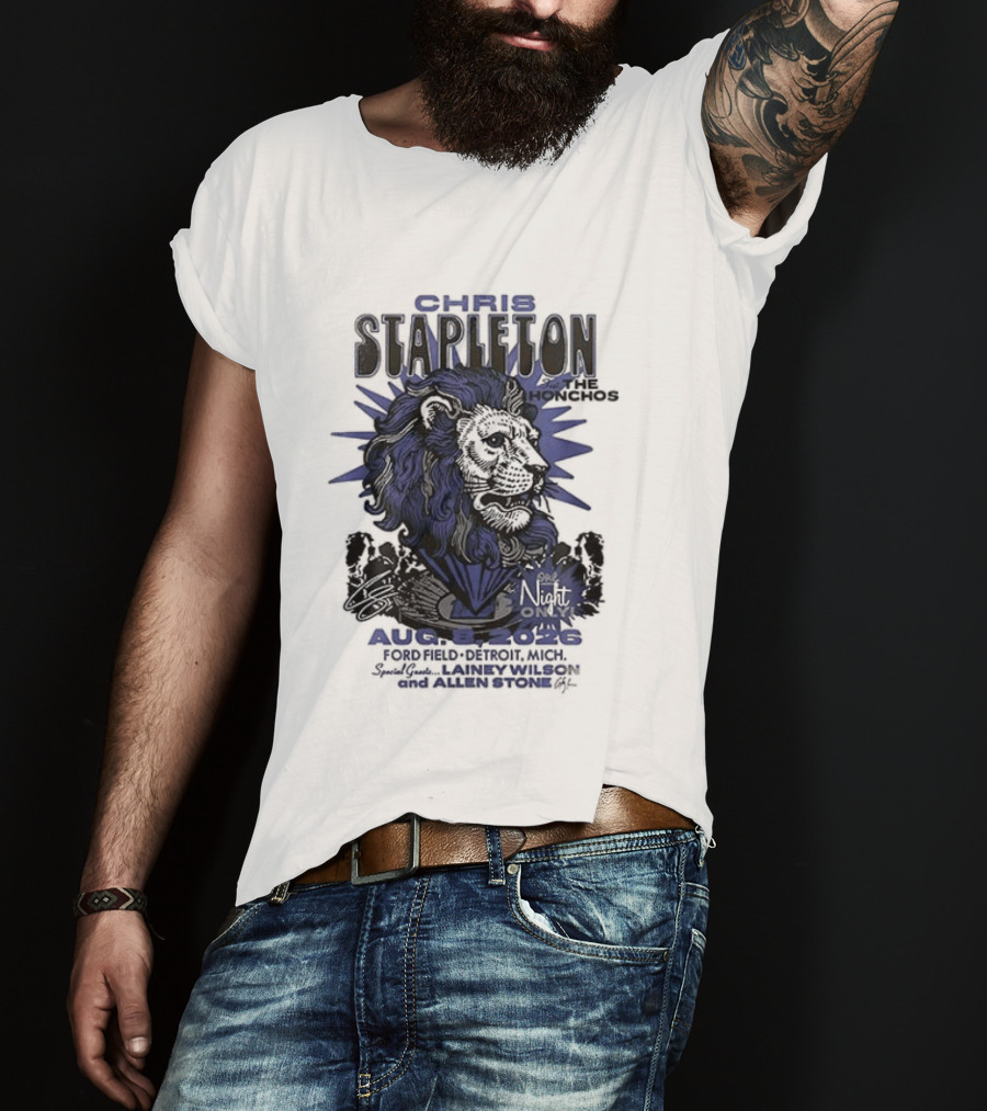 Chris Stapleton Detroit Lions August 2023 Ft The Honchos One Night Only T-Shirt
