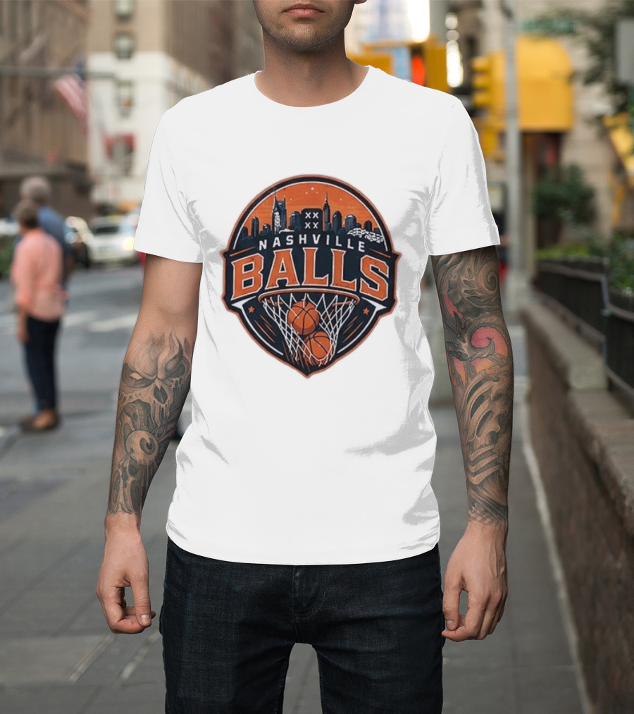 Nashville Balls Basketball Skyline Orange And Black T-Shirt