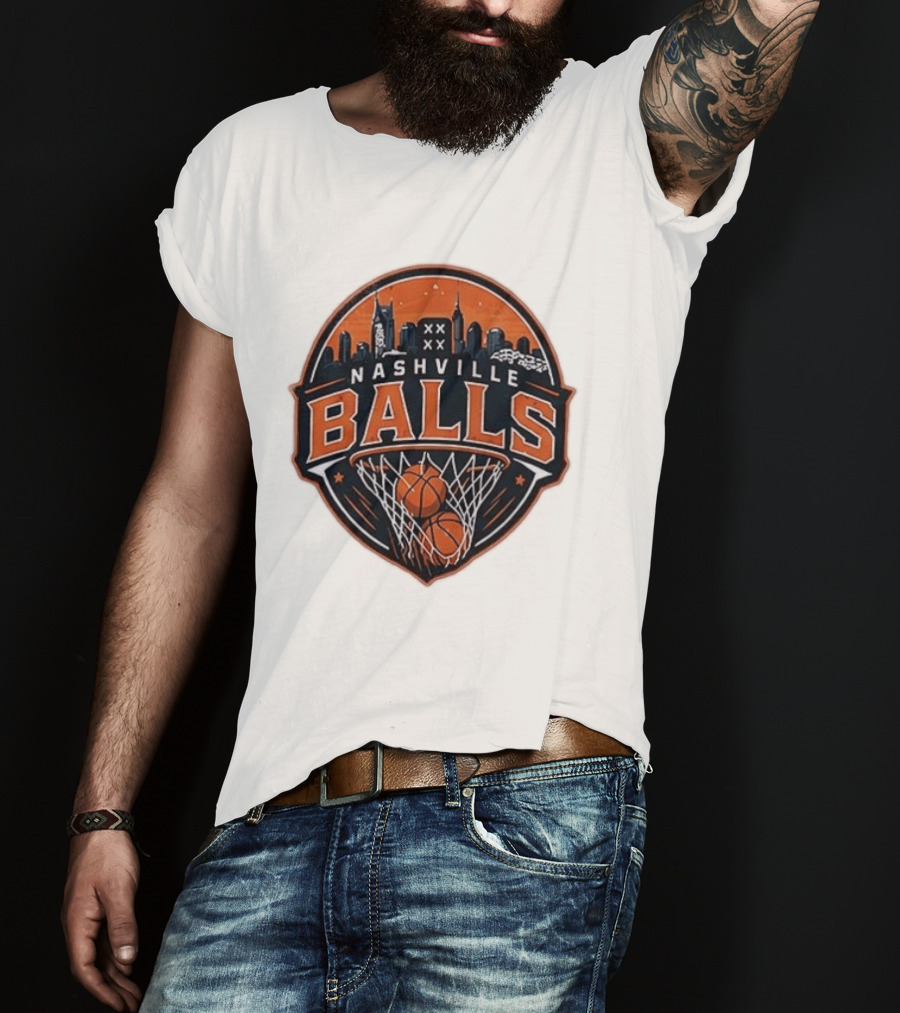 Nashville Balls Basketball Skyline Orange And Black T-Shirt