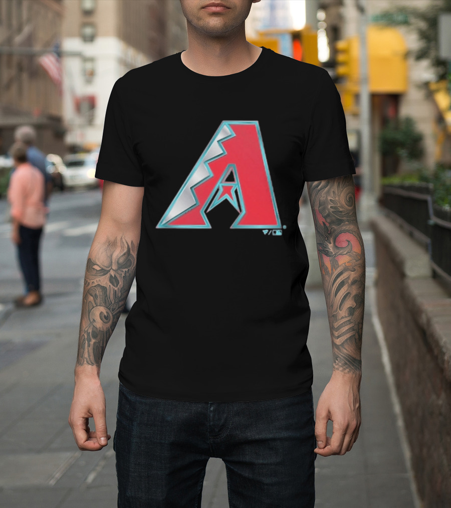 Arizona Diamondbacks Women's Metallic A Logo Red And Silver T-Shirt