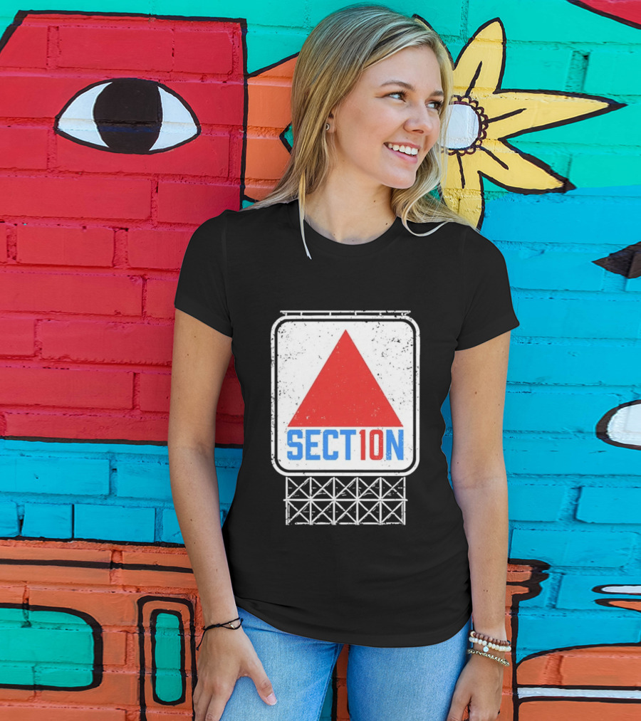 Section 10 Distressed Red Triangle Sign Retro Look S10 T-Shirt
