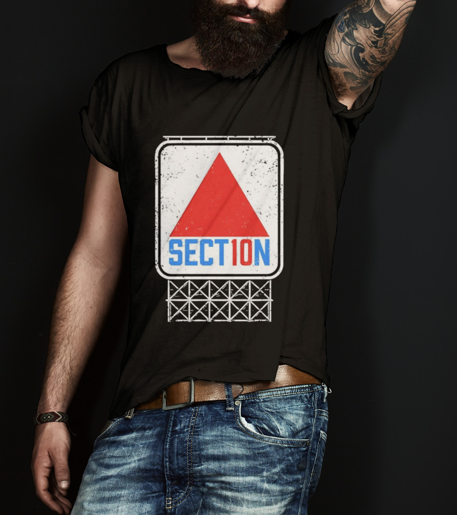 Section 10 Distressed Red Triangle Sign Retro Look S10 T-Shirt