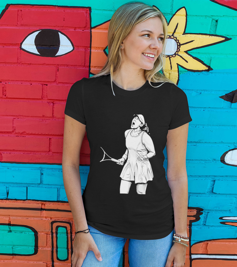 Tennis Player Celebrating Victory Power Grit Determination Black T-Shirt