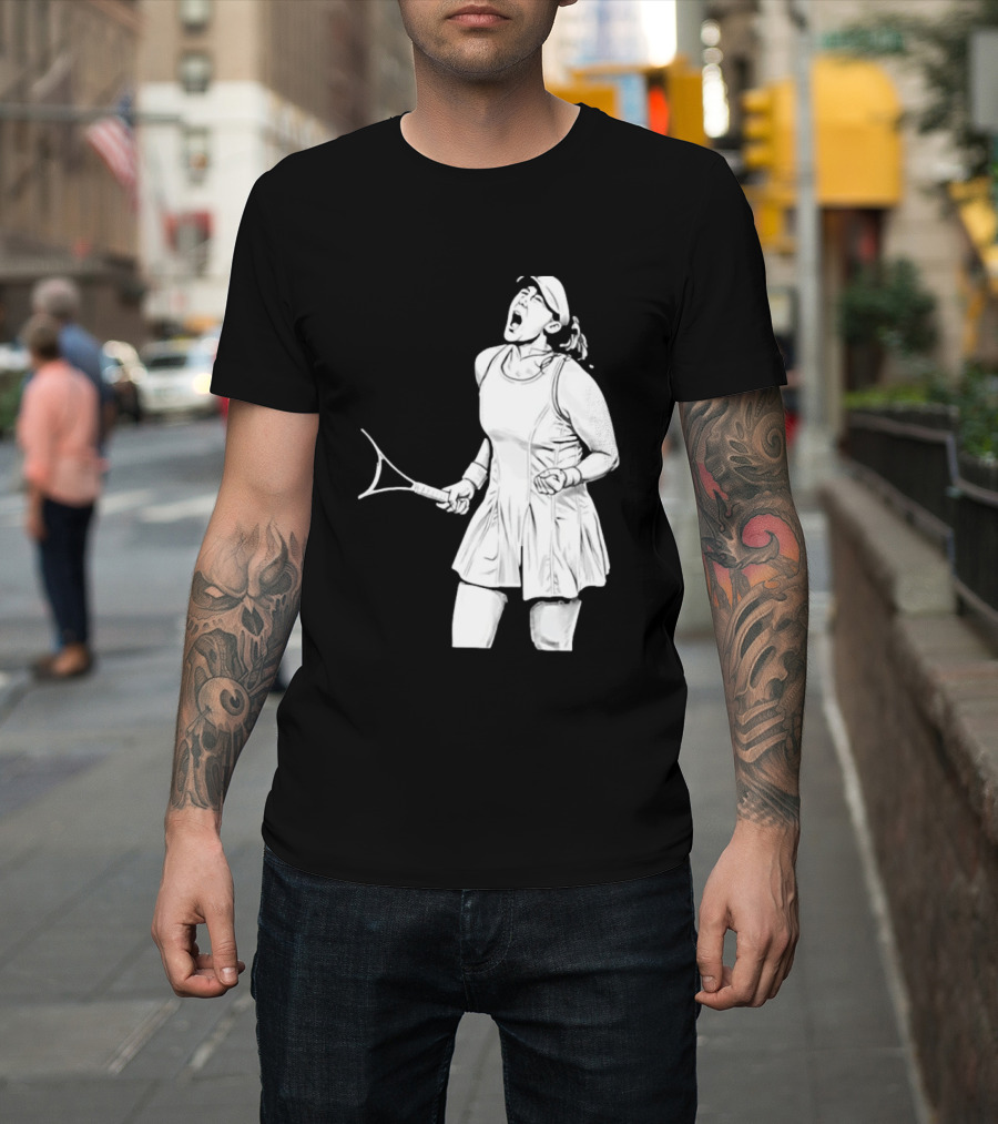 Tennis Player Celebrating Victory Power Grit Determination Black T-Shirt