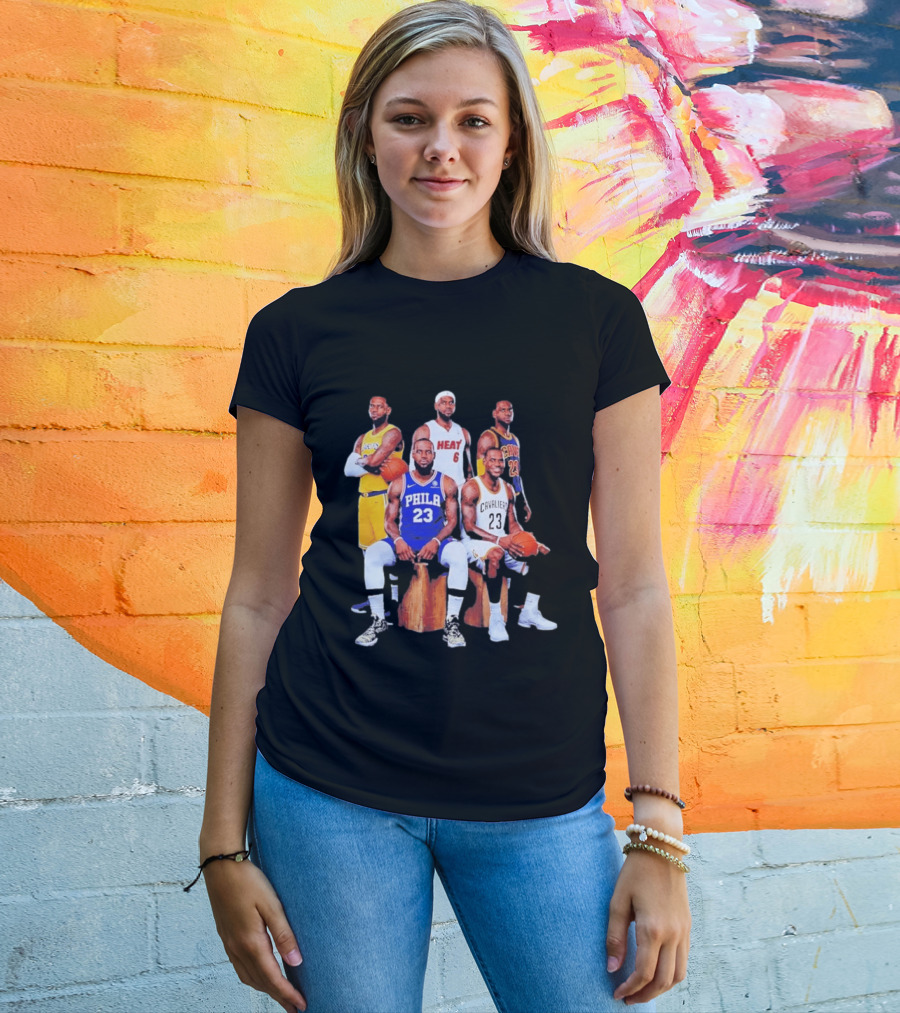 Lebron James 76ers Lakers Heat Cavaliers Basketball Player Iconic Jerseys 2026 T-Shirt