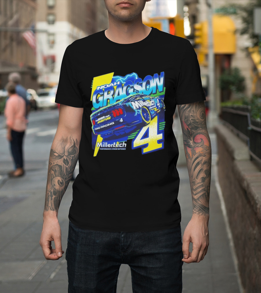 Noah Gragson Millertech Performance Lithium Batteries No 4 Ford Racing Powering Your Adventure T-Shirt